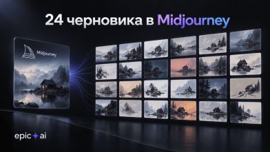 В EpicAI для Midjourney теперь можно получить 24 черновых варианта