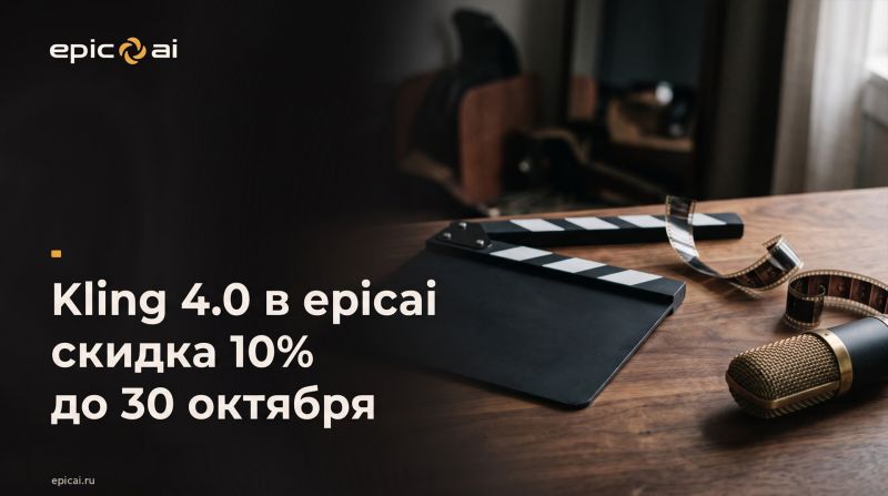 Kling 4.0 теперь в epicai, скидка 10% до 30 октября